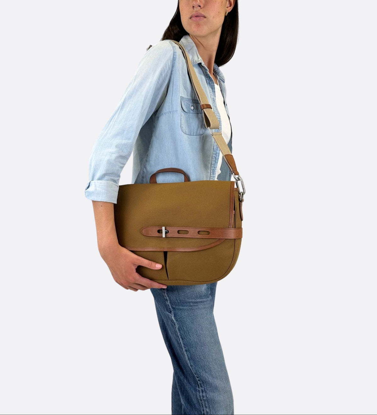 Besace taille L, made in France, coloris caramel