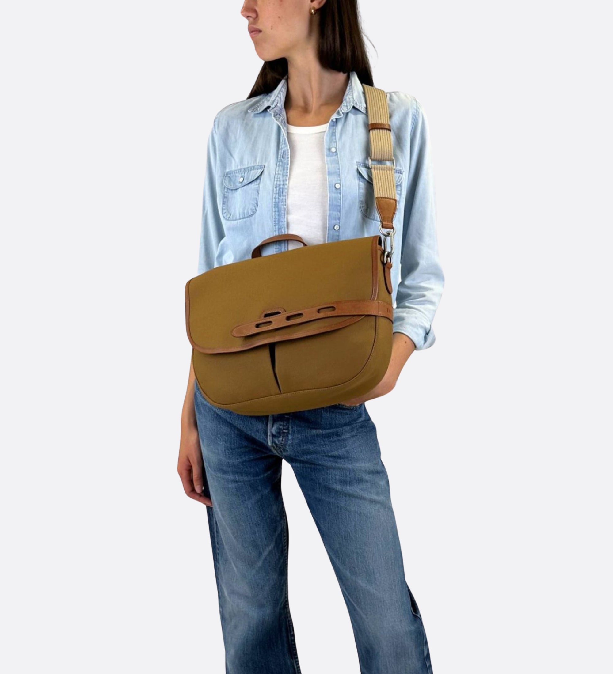 Besace taille L, made in France, coloris caramel