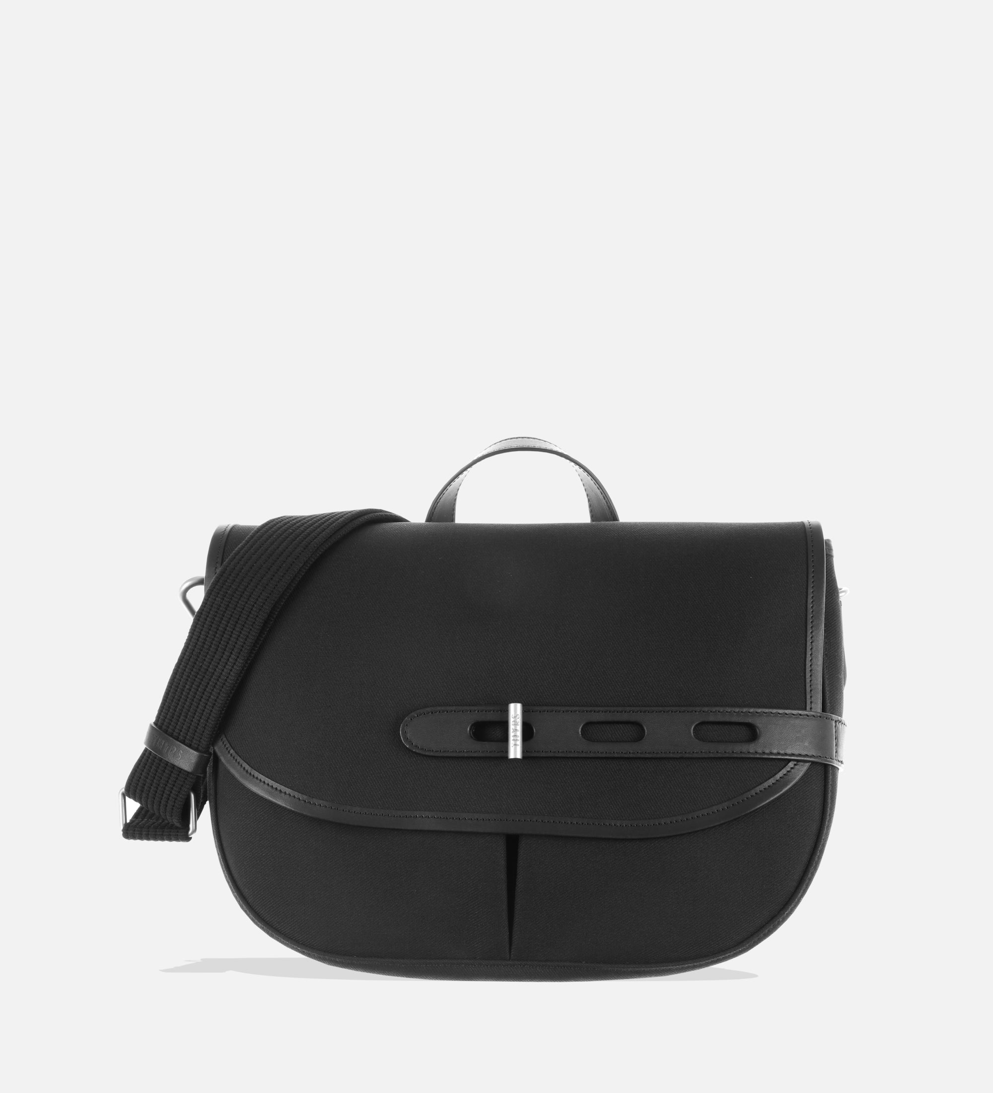 Besace double twill M, noir, fabriquée en France