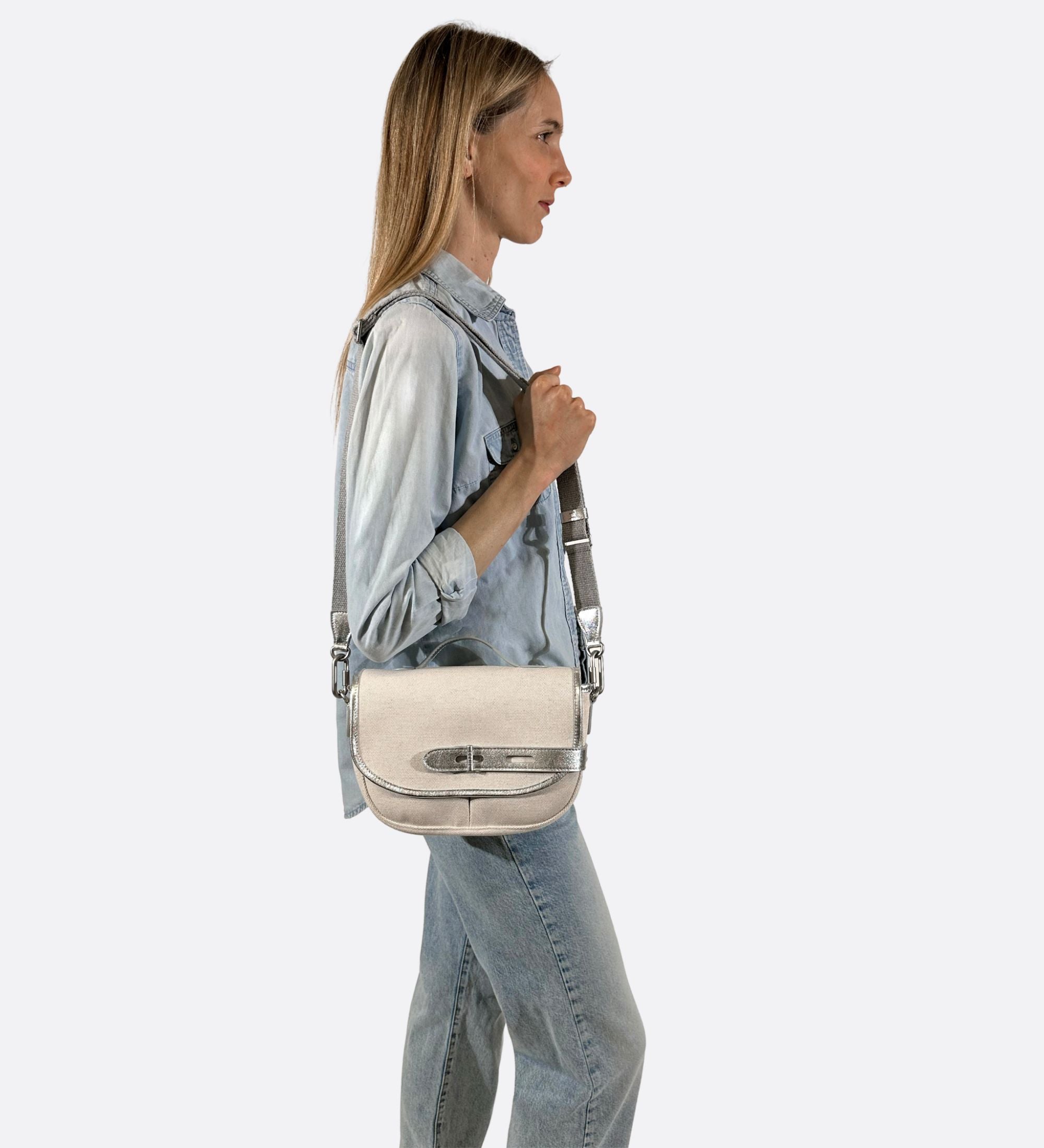 besace made in france THYRS écru et argent