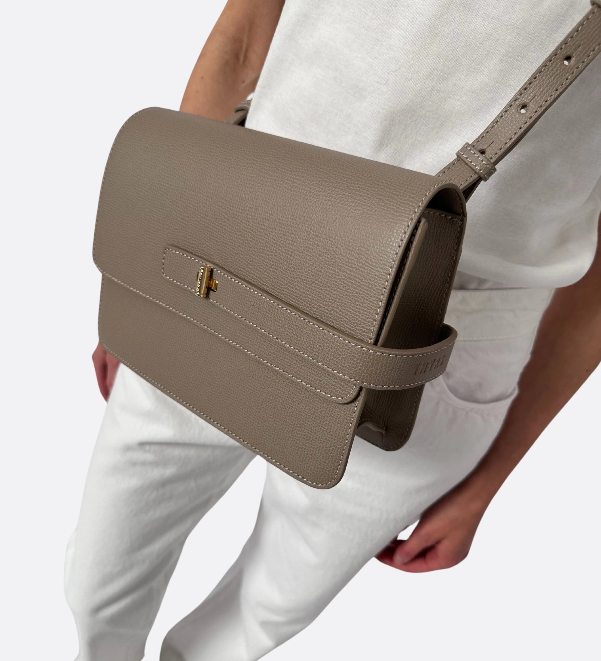 Sac LALOU cuir grainé taupe THYRS