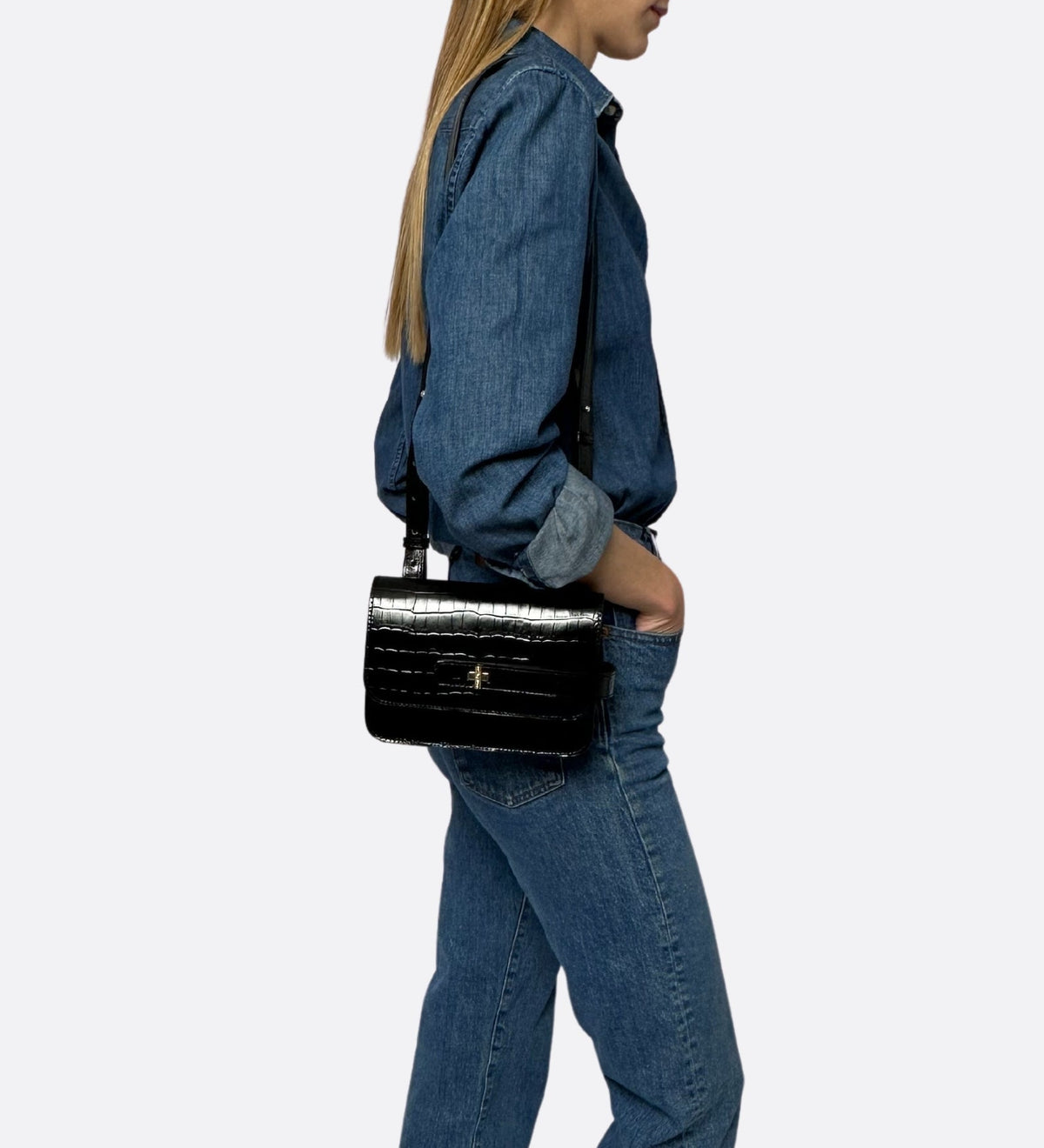 Petit Lalou, cuir croco noir, THYRS