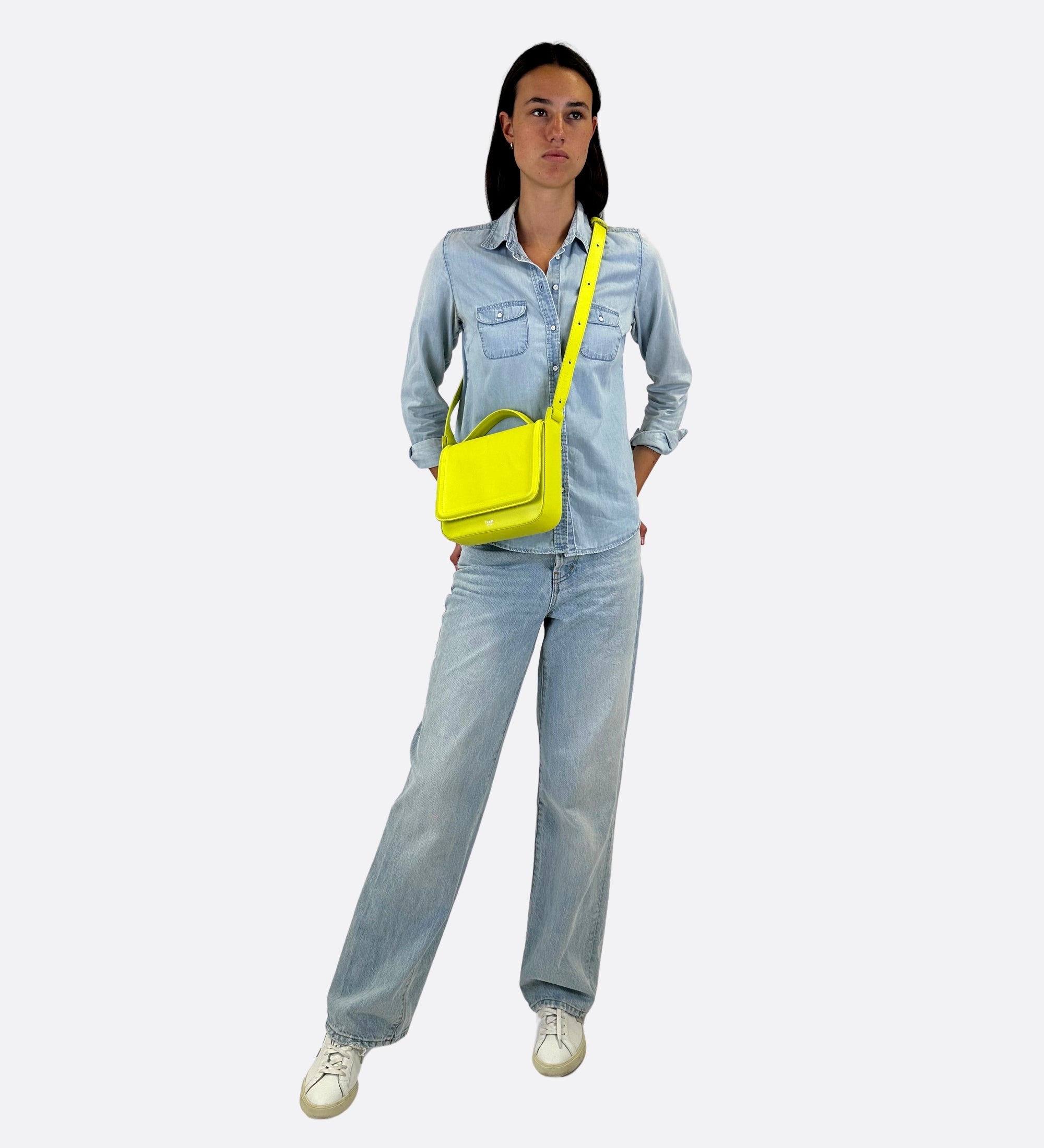 Sac bandoulière Nine cuir lisse jaune THYRS