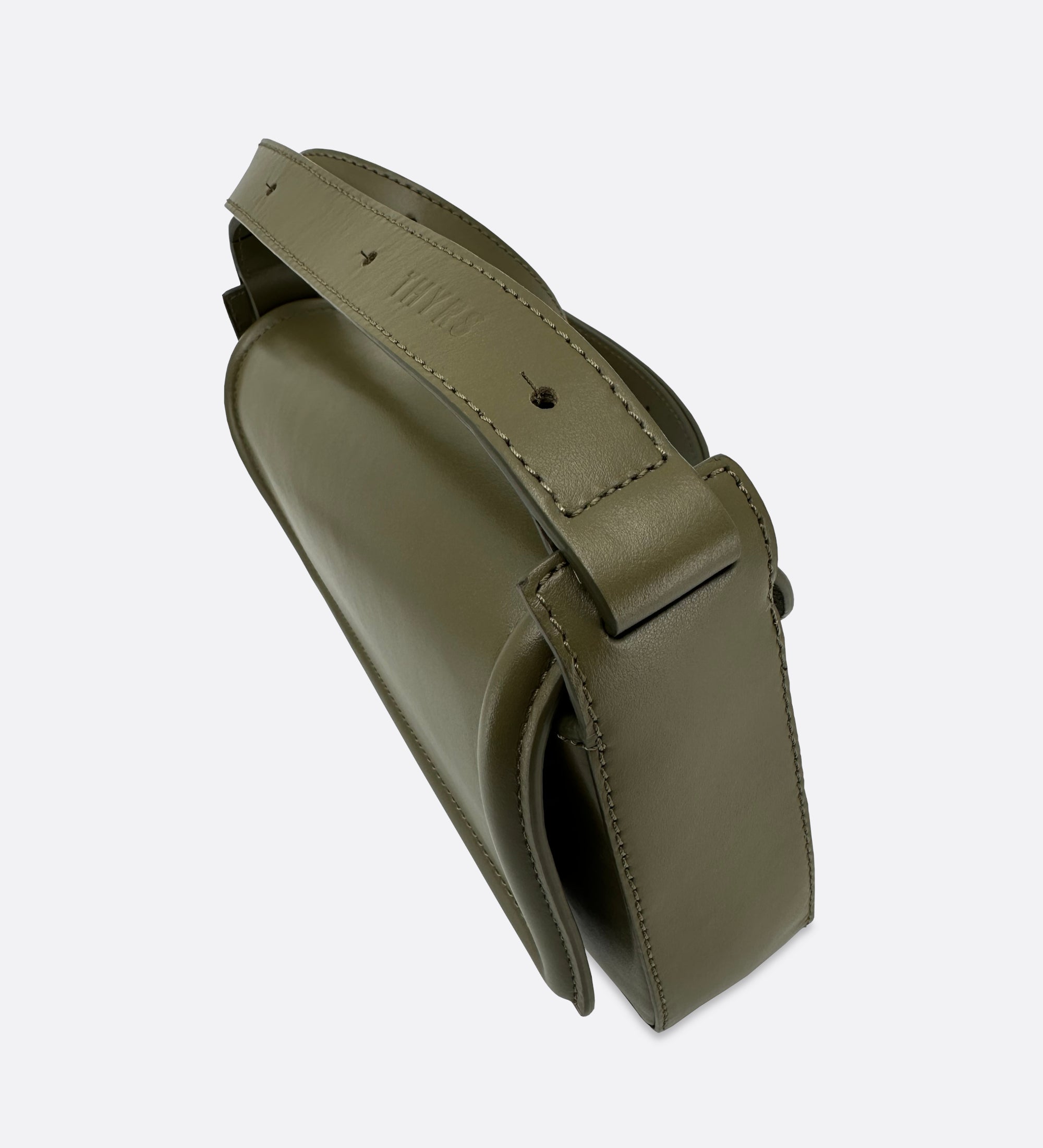 Sac Nine baguette en cuir lisse olive, THYRS