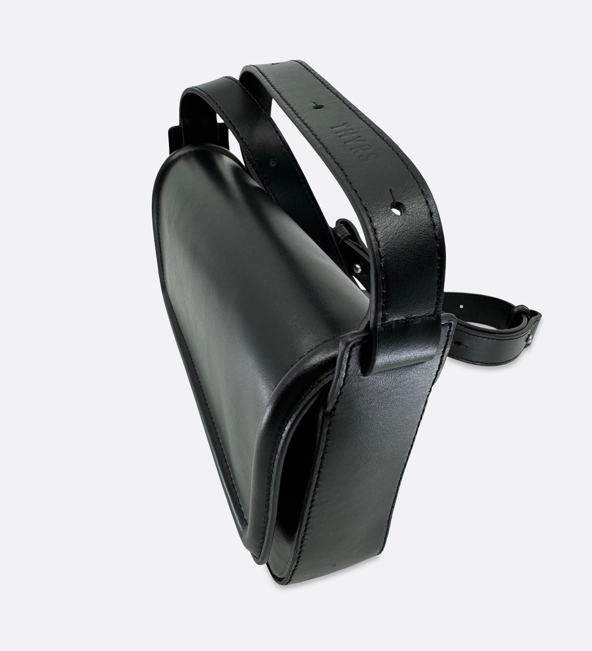 Sac Nine baguette cuir lisse noir, THYRS