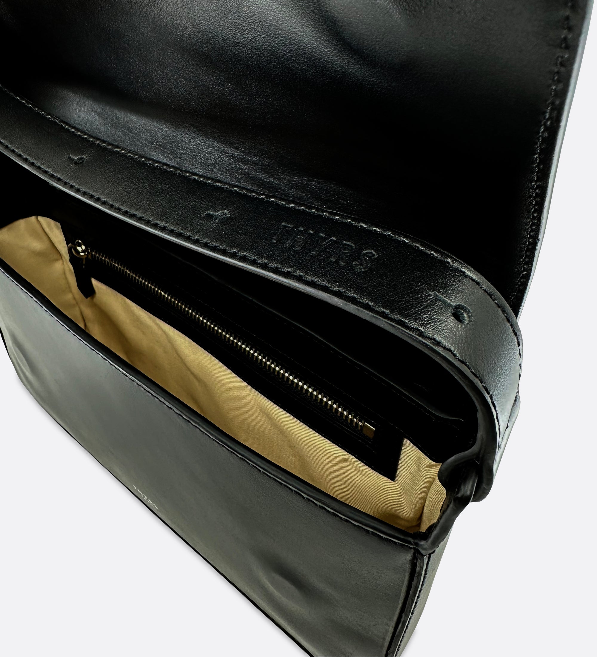 Sac Nine baguette cuir lisse noir, THYRS