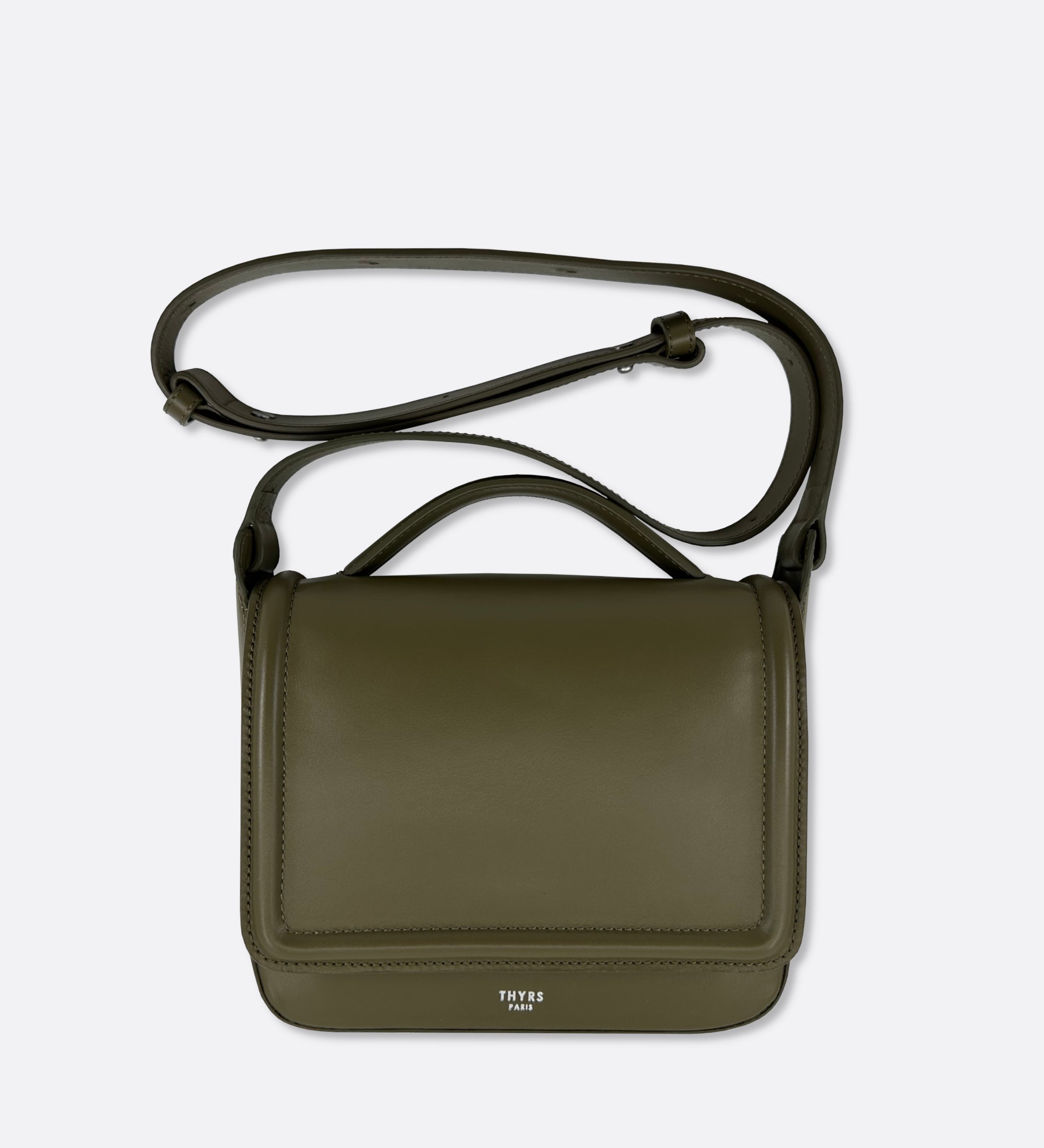 Sac Nine en cuir lisse olive, THYRS