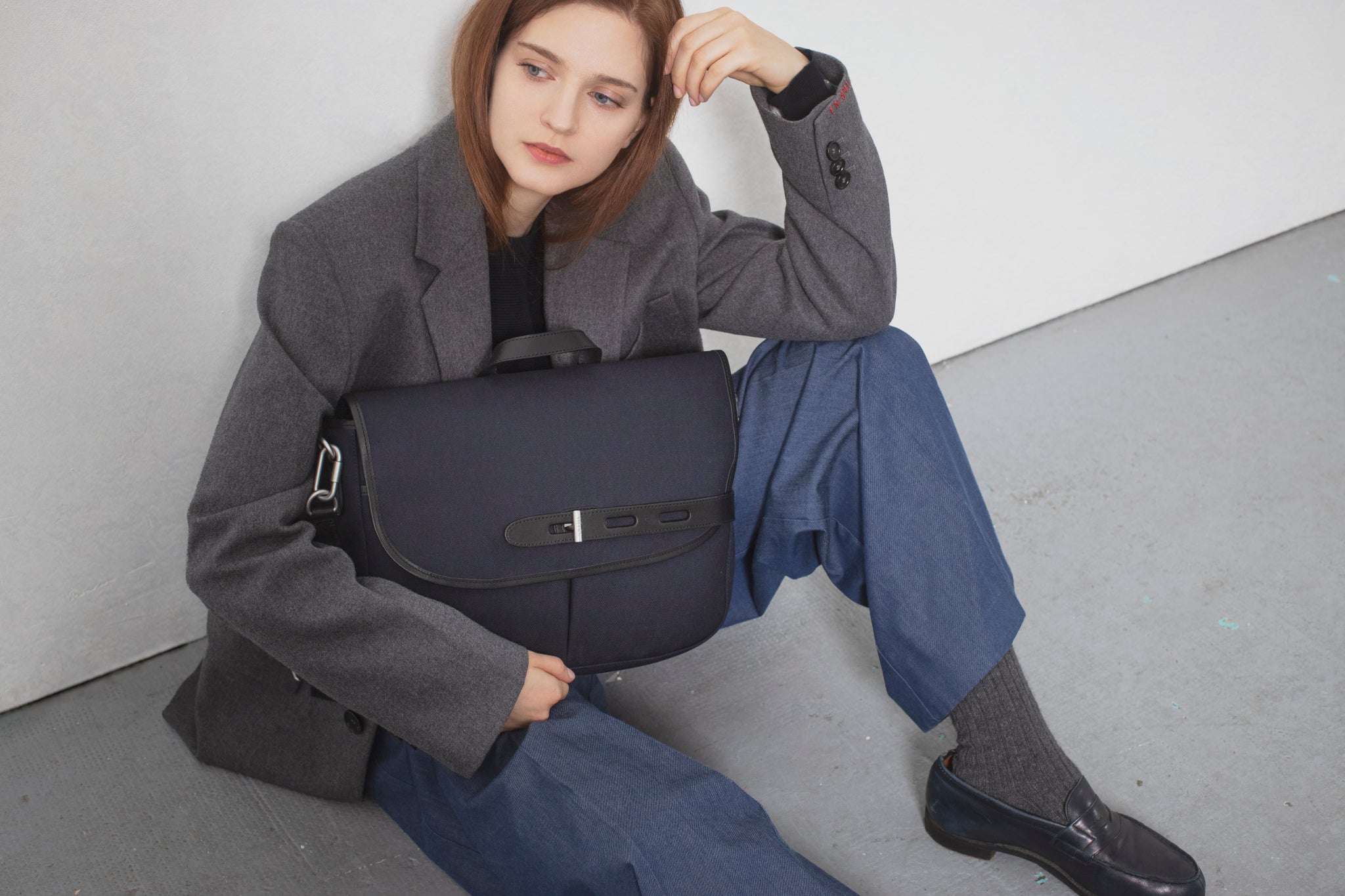 Besace en double twill marine