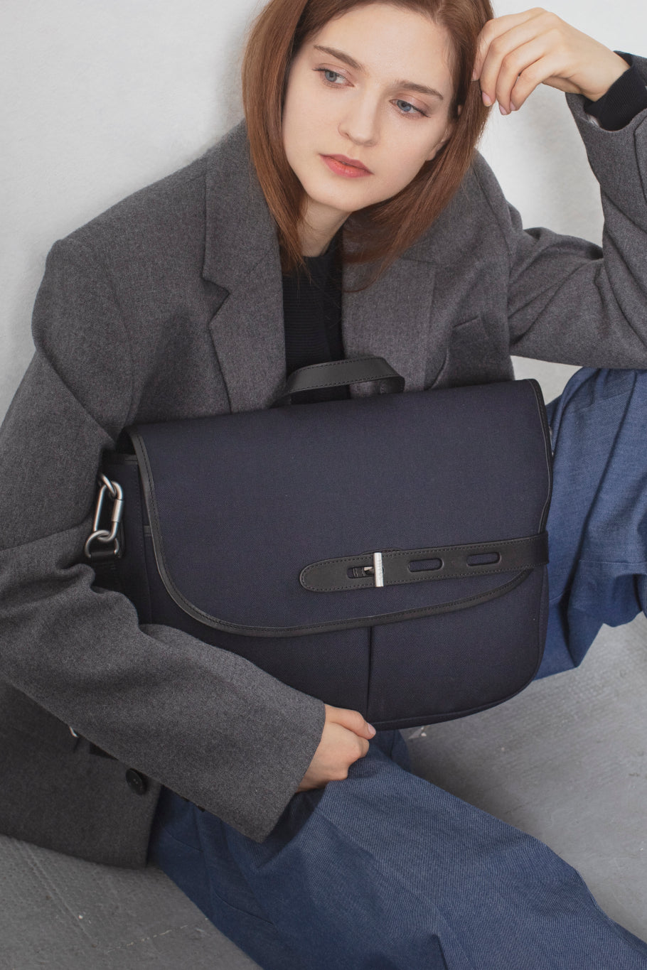 Besace en double twill marine