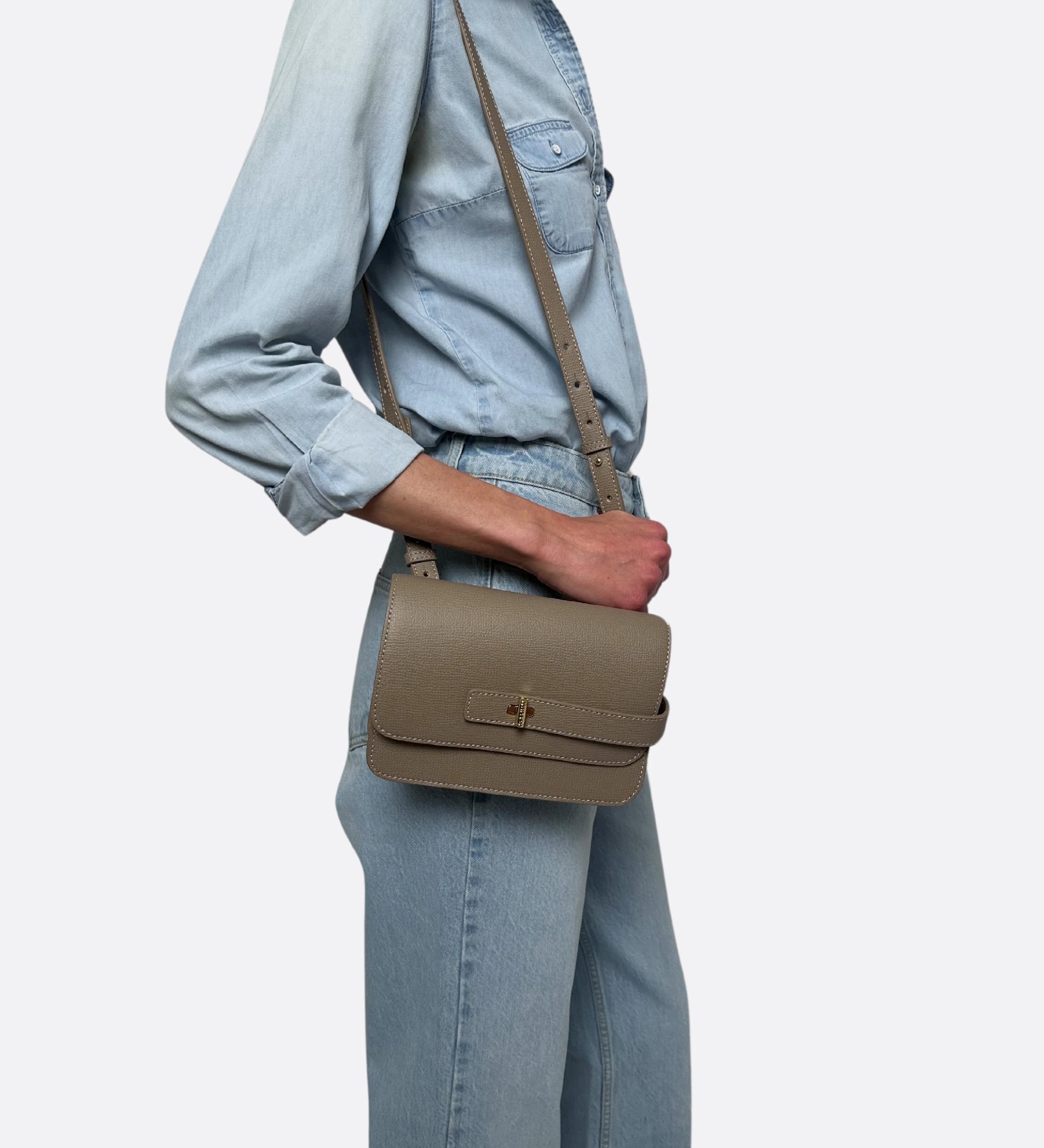 Sac petit LALOU cuir grainé taupe THYRS