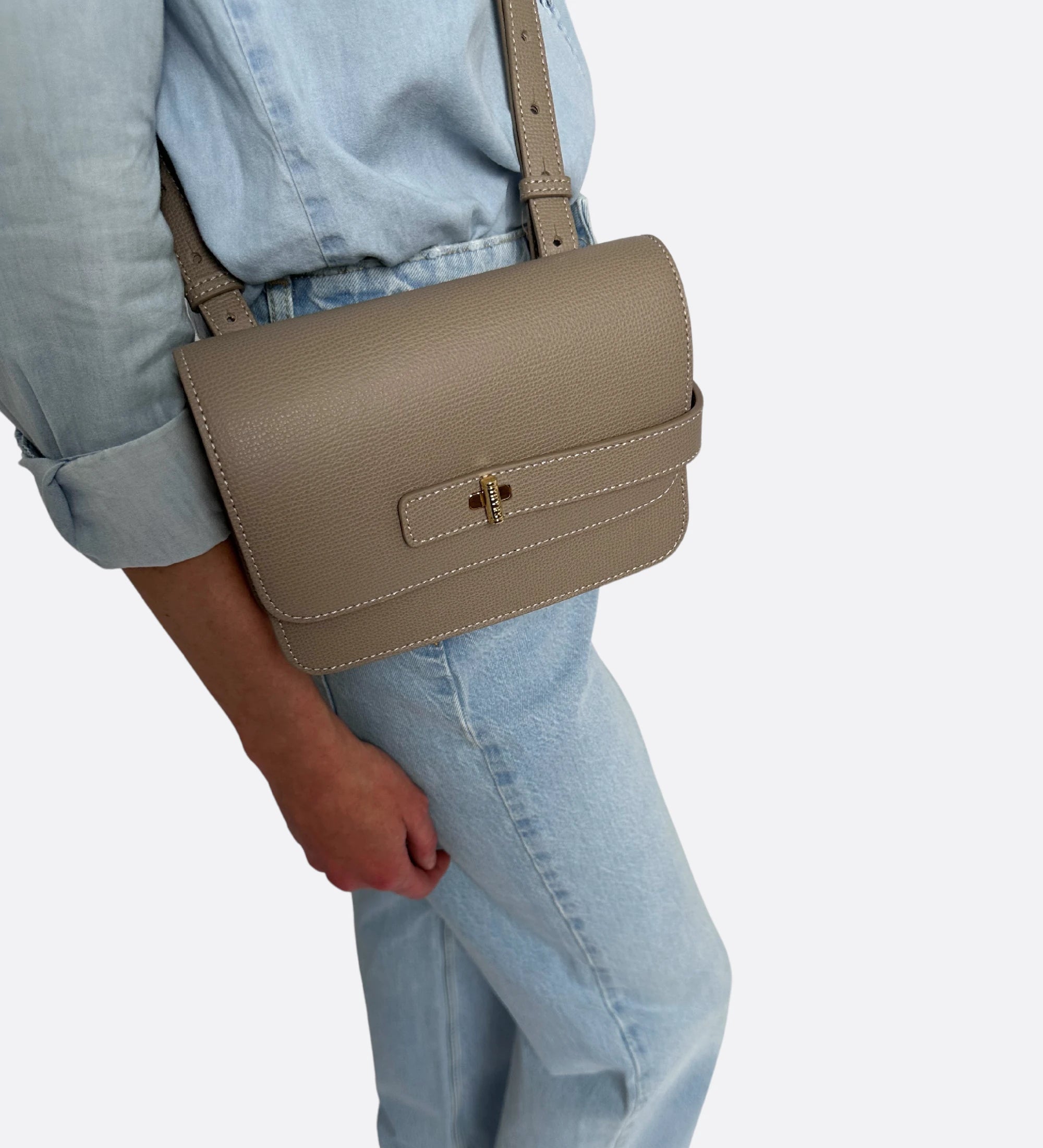 Sac petit LALOU cuir grainé taupe THYRS