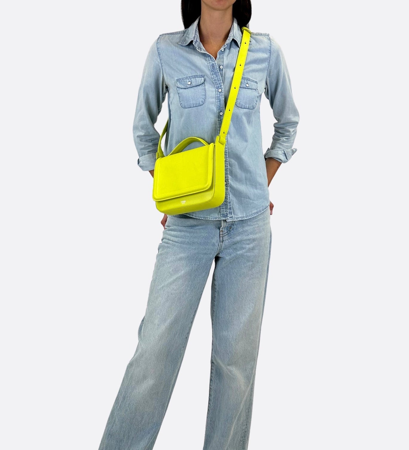 Sac bandoulière Nine cuir lisse jaune THYRS