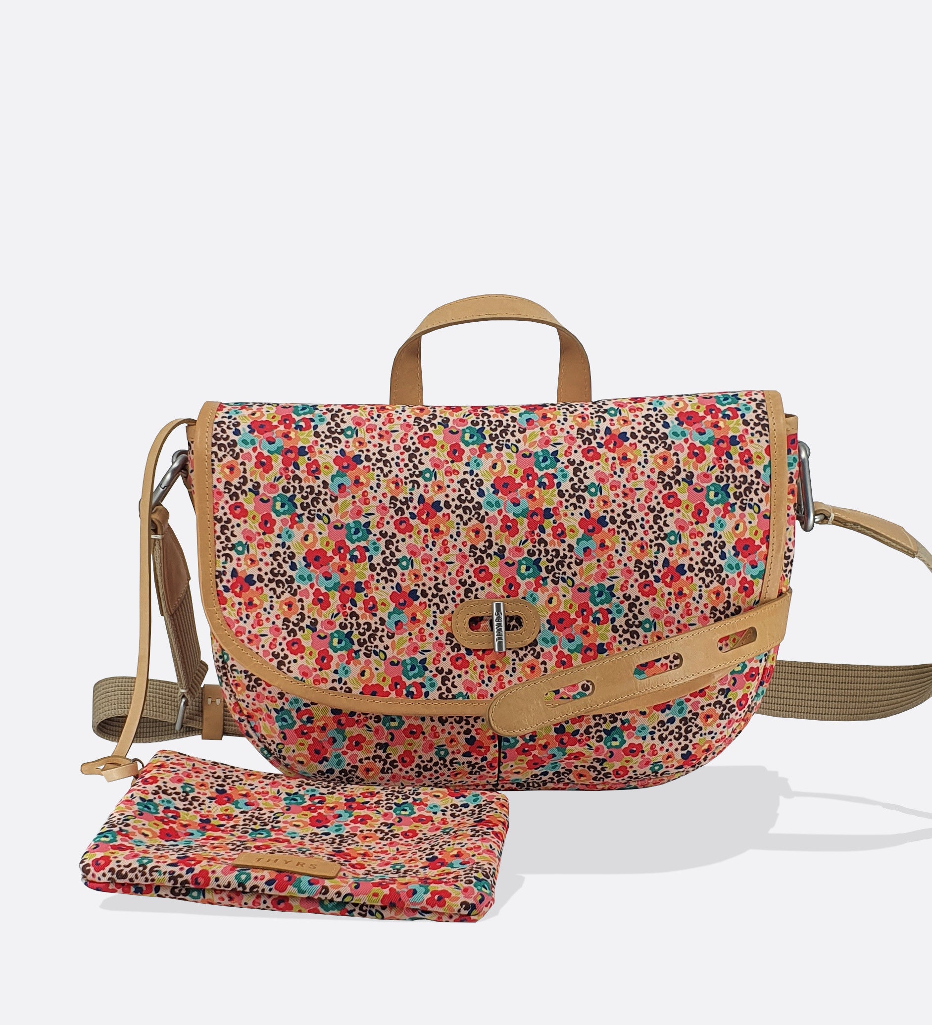 Moyenne besace Made in France tissu fleurs THYRS