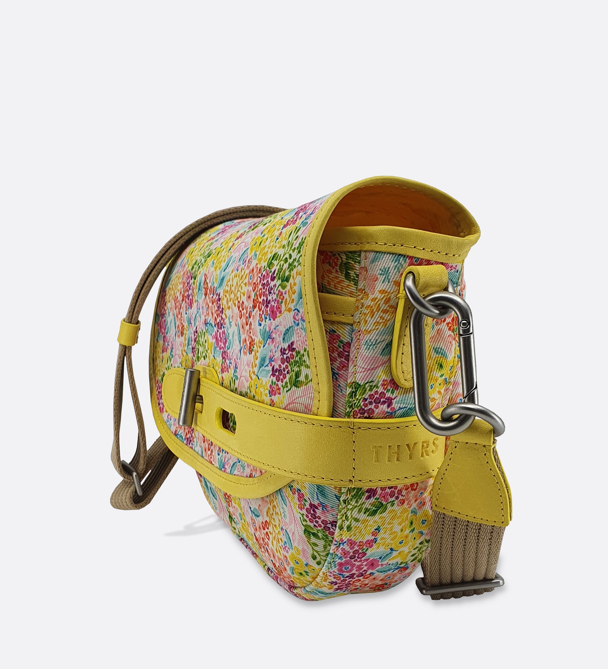 Petite besace made in France tissu fleurs jaune